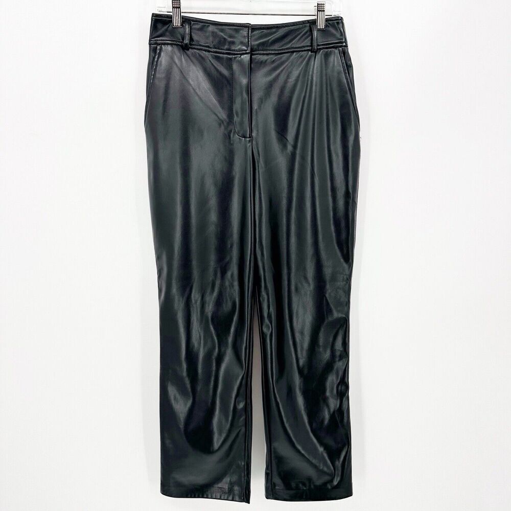 Bailey 44‎ Womens Pants Sz 6 Black Sleek Faux Leather Edgy Minimalist Biker Goth